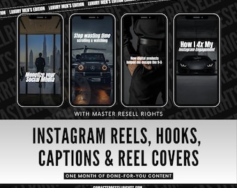 Luxury Men's Instagram Reels: Hooks, Captions, Covers (MRR)