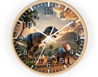 Dinosaurs Wall Clock – Jurassic Theme Kids Room Decor