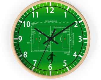 Soccer Field Diagram Wall Clock | Tactical Football Strategy Clock