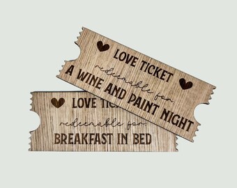 Custom Engraved Love Coupon - Personalized Romantic Gift Set for Him/Her, Unique Couple's Anniversary Keepsake, Handmade Voucher Tokens