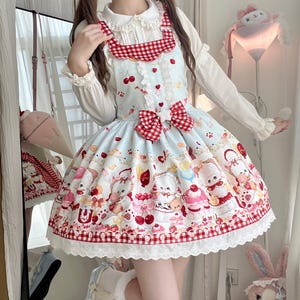 Lolita Fashion, JSK Suspender Dress, Cosplay, bear, Retro Vintage, Romantic Princess dresses, Harajuku costume, Kawaii Fashion, Dreamy