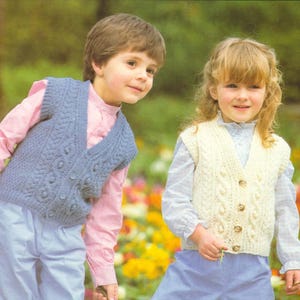 Vintage Toddlers Knitting Pattern,  Toddler Cable Vest Knit Designs Patterns- Retro Children Knit Patterns, 50s, 60s, Kids Sweater, PDF