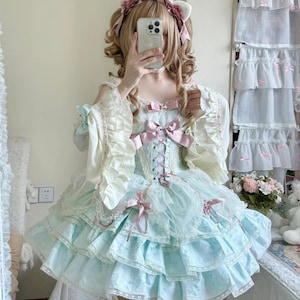 Rose Butler Lolita Fashion, Lolita JSK adult dress, Cosplay, Gothic, Corset style, Sweet Princess dresses, Harajuku costume, Kawaii Fashion