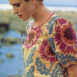 Ladies Knitting Pattern, PDF Knitting Pattern, Summer Top Knitting Pattern, Women Knitwear, Vintage Daisy Knitting Patterns, Cotton Yarn