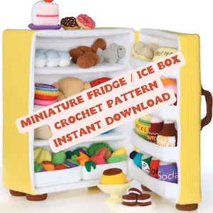 Miniatur Eisbox, Küche häkeln, Amigurumi Lebensmittel, Lebensmittel häkeln, süsse Anhänger häkeln, Schlüsselanhänger Muster, Häkelspielzeug, Puppenhaus häkeln