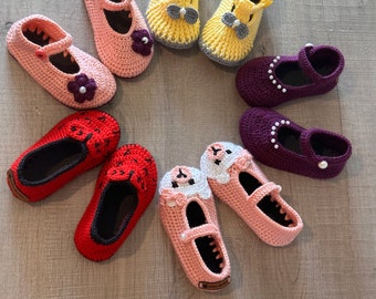 Chaussons bébé au crochet : chaussons en coton doux avec semelles en cuir