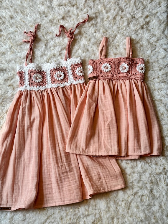 Handmade Gril Dress: Crochet Cotton Outfit, Summer Girl Dress, 3-4 Years