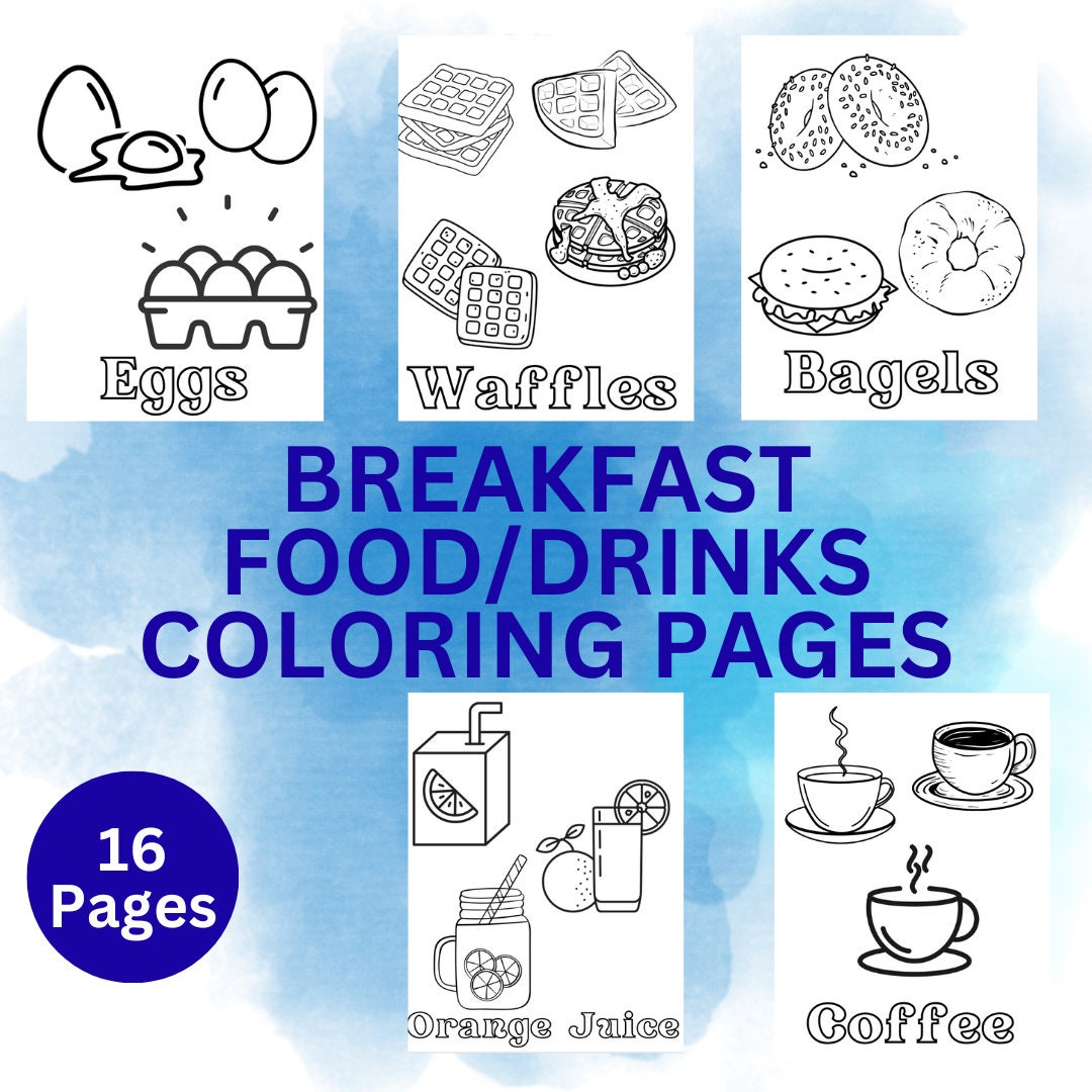 Breakfast Food/drinks Coloring Pages - Etsy