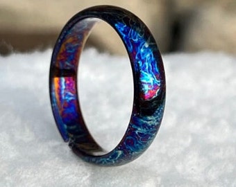 5mm titanium colorful wedding band, wedding ring, flamed anodized, titanium ring, gift for him, new year gift, titanium unique design ring