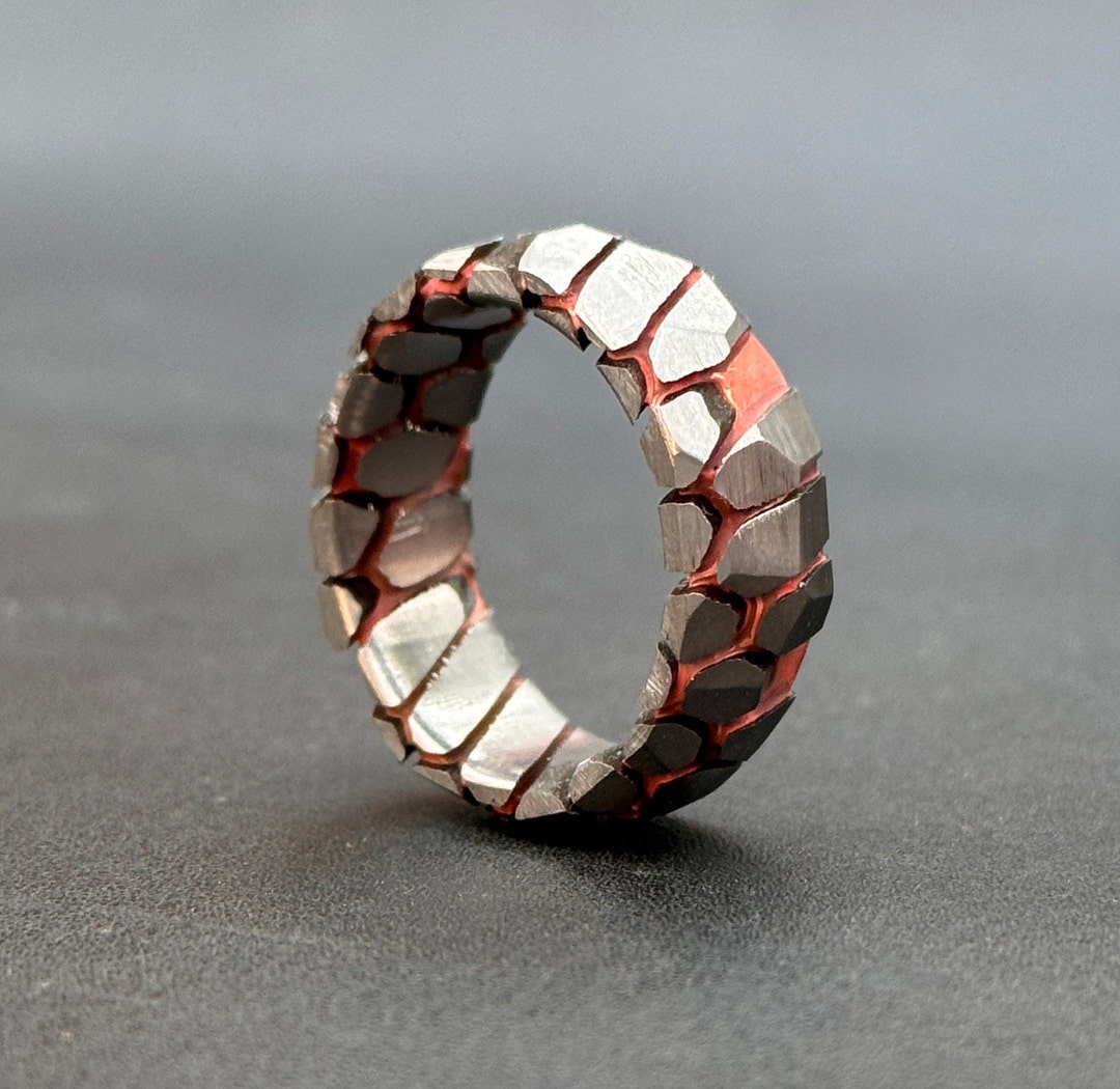 Super Conductor Acid Etched Ring Deep Pattern High End Ring Wedding