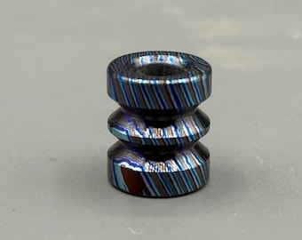 Titan Damaszener Anhänger, Schwarze Timascus Perle, 925 Sterling Silber, Messerleinen, Paracord Perle