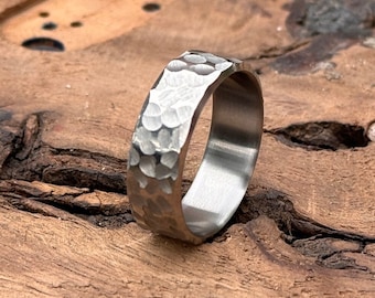 Titanium Hammered Handmade Ring | Customized Hammered | Handmade Jewelry | Minimalist Titanium Ring | Personalize Gift for Husband Boyfriend