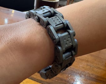 All-Titanium Motorcycle Chain Bracelet with Dice Accents