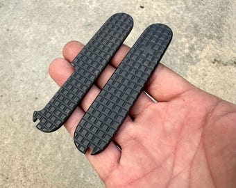 Scales for Victorinox 91mm Titanium FRAG Dark Stonewash with Toothpick and Tweezers Slots.