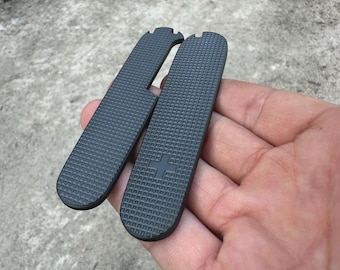 Black Titanium Frag Scales for Victorinox 91mm Plus (Toothpick, Tweezers, Pen Slots)