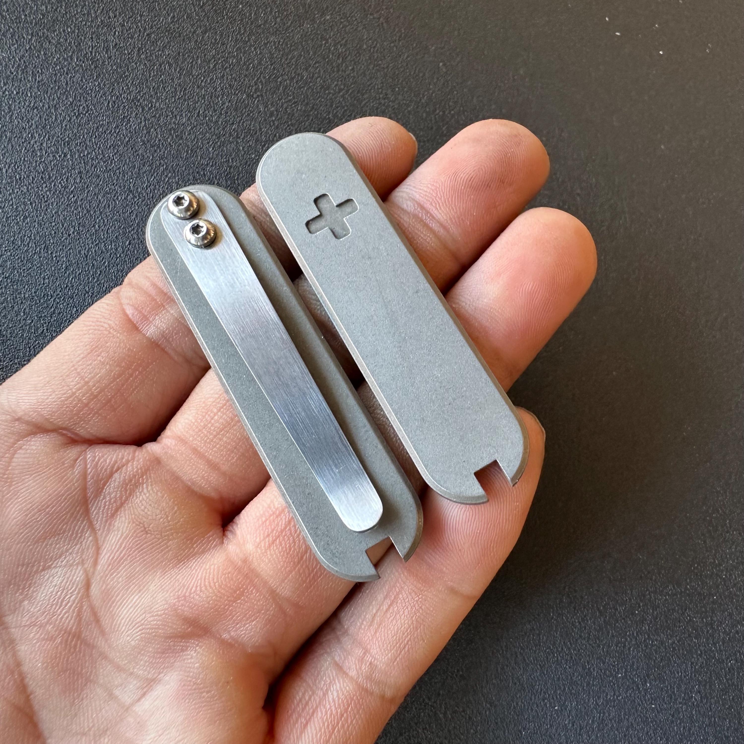 Titanium Scales for 58mm Victorinox With Pocket Clip, Toothpick