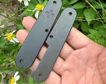 Dark Stonewash Titanium Scales for 91mm Swiss Army Knife