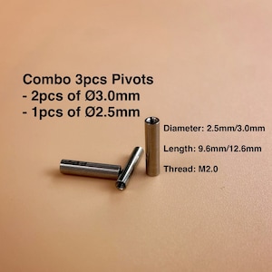 3-Piece Pin, Pivot for SAK 93mm 1x Ø2.5mm, 2x Ø3.0mm, M2.0, Lengths 9.6mm / 12.6mm