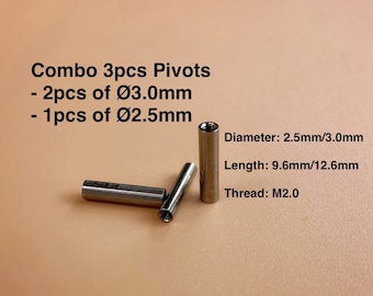 3-Piece Pin, Pivot for SAK 93mm 1x Ø2.5mm, 2x Ø3.0mm, M2.0, Lengths 9.6mm / 12.6mm