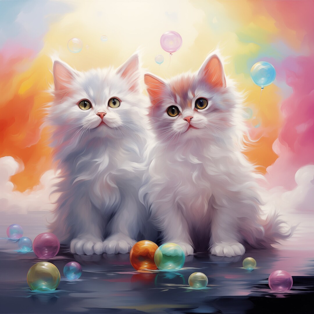 White Cats High Quality Printable Poster Design Immediate Access to ...