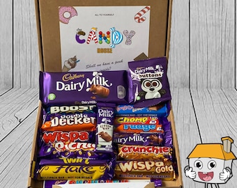 Caja de regalo Cadbury / Mensaje personalizado / Cesta de chocolate / Caja de golosinas / Navidad / Feliz cumpleaños / Ocasión especial / Boda / Leche