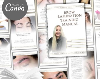 Brow Lamination Training Manual - Fully Editable | Beauty Trainer Student Workbook Printable Course Waxing Tinting Instant Download