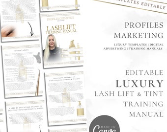 Luxury Lash Lift & Tint Training Manual - Editable in Canva | Training Guide, Tutor, Student