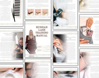 Luxury Russian Eyelash Extension Training Manual - Editable in Canva | Training Guide Tutor Student Trainer Academy School Lashes Beauty