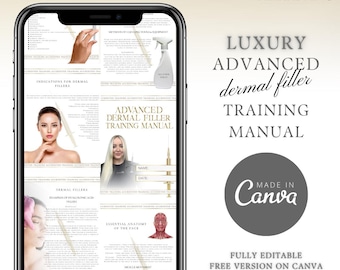 Advanced Dermal Fillers Training Manual: Cheeks, Jawline, Chin (Editable Canva Template, Instant Download)