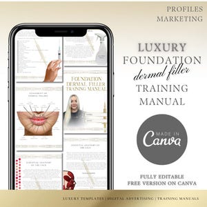 Lyxig foundation-filler (läppar, leende och marionettlinjer - nålmetoden) Utbildningsmanual - Redigerbar i Canva, direkt nedladdning