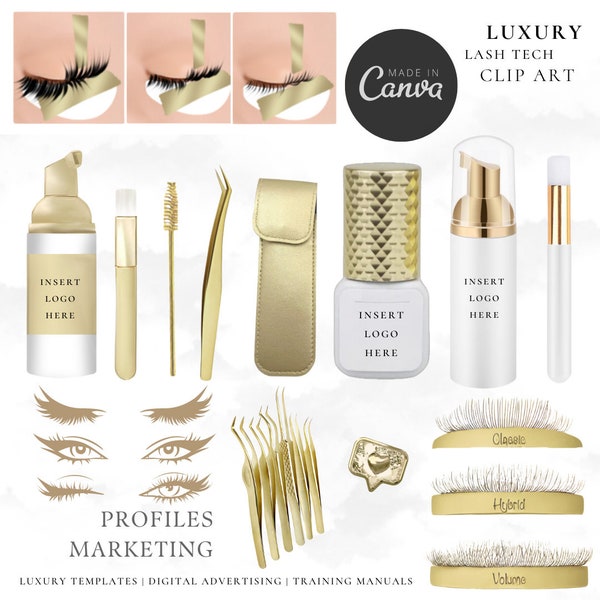 Gold Lash Tech Clip Art Bundle