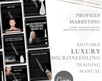 Luxury Black & White Microneedling Training Manual - Editable in Canva