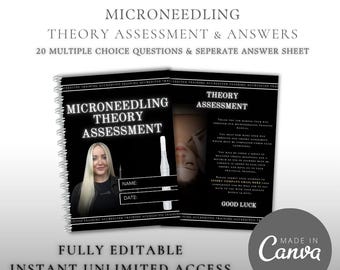 Editable Microneedling Theory Assessment: 20 Multiple Choice Questions (Digital Download) School Training Academy Answers Guide