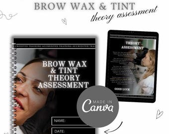 Brow Wax & Tint Theory Assessment: Editable Training Academy Quiz (Digital Download) School Training Guide Answers Academy