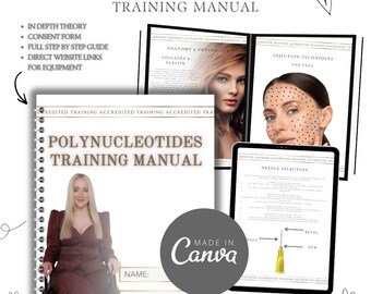 Luxury Polynucleotides Training Manual - Editable in Canva | Mesotherapy & Microneedling Techniques | Trainer Ebook Workbook Guide