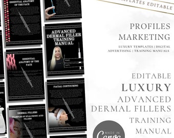 Luxury Advanced Dermal Fillers (Cheeks, Jawline & Chin Filler needle method) Training Manual - Editable in Canva, Instant Download