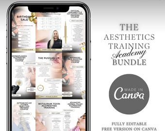 The Aesthetics Training Academy Social Media Story Bundle - 10 x Editable Story Templates | Aesthetics, Botox, Lip Filler, School, PRP