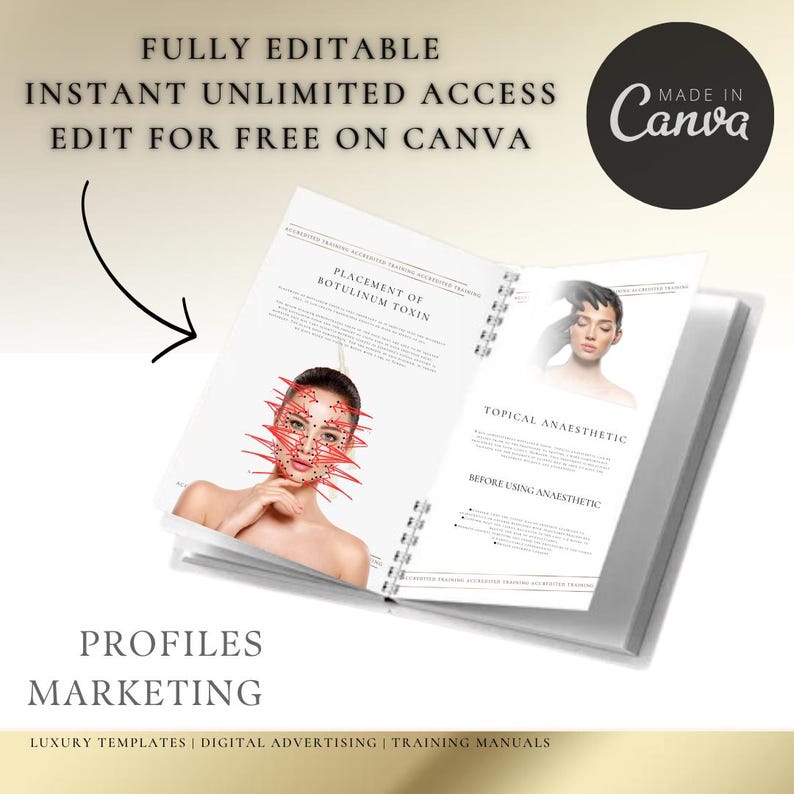 Botulinum Toxin Trainings-Handbuch: Bearbeitbarer Canva Guide (Instant Download) Bild 3