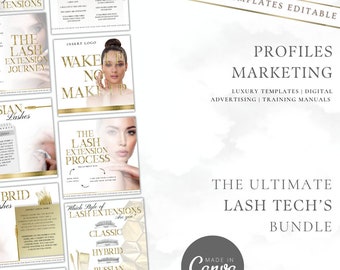 Lash Tech Instagram Templates: Gold Theme, Price List (Editable Canva)