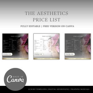 Aesthetics Social Media Price List: Editable Canva Template (Digital Download)