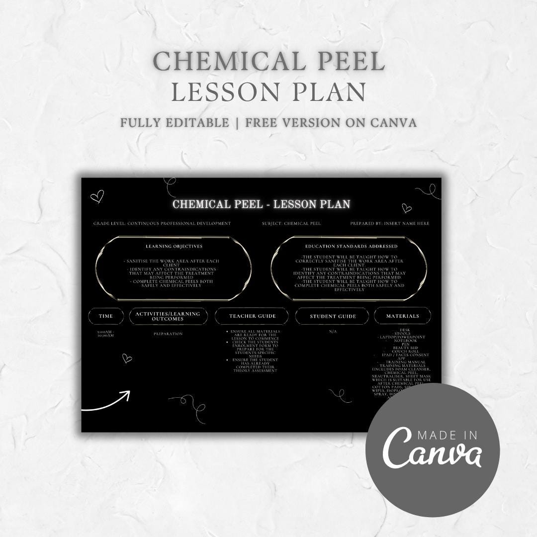 Chemical Peel Lesson Plan - Instant Download, Fully Editable on Canva ...