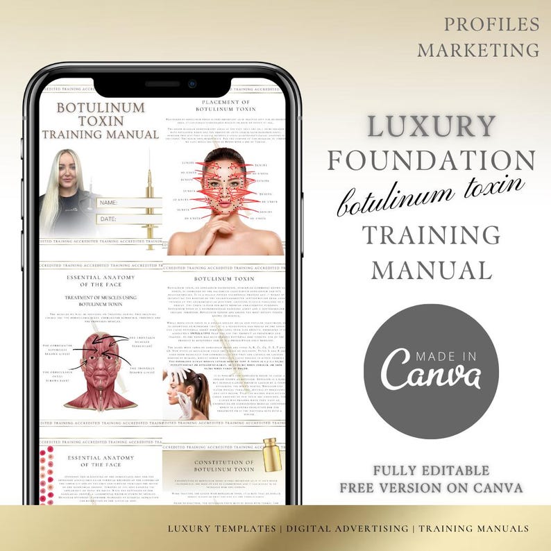 Botulinum Toxin Trainings-Handbuch: Bearbeitbarer Canva Guide (Instant Download) Bild 1