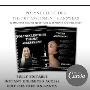 Editable Polynucleotides Theory Assessment: 20 Multiple Choice Questions (Digital Download, Canva Template)