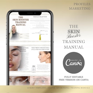 Lyxig redigerbar Skin Booster-utbildningsmanual: Mesoterapi, BAP och microneedling-tekniker - Canva-mall | Guide School-mall Guld