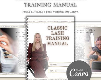 Classic Eyelash Extension Training Manual - Instant Download, Fully Editable in Canva | Ebook Workbook Trainer Educator Accreditation Beauty