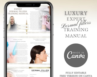Dermal Fillers Training Manual: Tear Troughs & Liquid Rhinoplasty (Canva Editable, Instant Download)