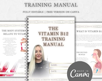 Luxury Vitamin B12 Training Manual - Editable in Canva | Training Guide, Tutor, Student, Template