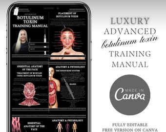 Manual de capacitación avanzada en toxina botulínica: plantilla editable de Canva (descarga instantánea) / Botox Aesthetics Bocouture Azzalure School Azzulience