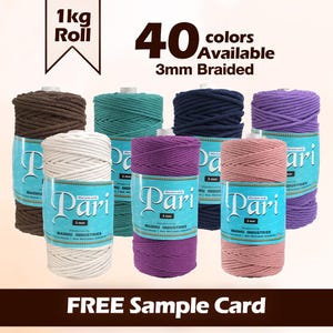 3mm Braided Macrame Cotton Cord, 1Kg (220 Yards)Thread Rope for DIY Craft, Bags, Plant Hangers – Macrame Cords Pari