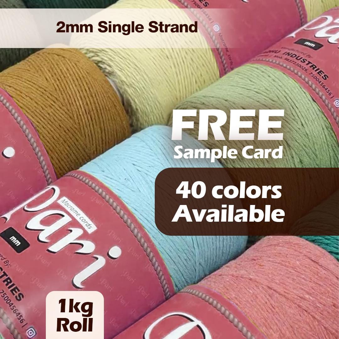 2mm Macrame Cotton Cord Single Strand, 1kg (380 Yards) Thread Rope for ...